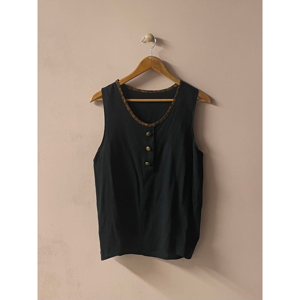 Vintage Black Buttoned Top Size M EUC